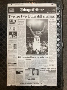CHICAGO TRIBUNE PRINTING PLATE TWO FOR TWO: BULLS STILL CHAMPS! - Picture 1 of 3
