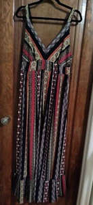M Magaschoni Dress Boho Maxi Long Strapped Zippered Dress Multicolored Large - Picture 1 of 6