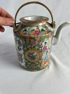19th Century Rose Medallion Teapot Hand Painted - Picture 1 of 15