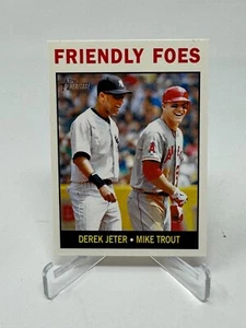 2013 Topps Heritage Baseball Derek Jeter Mike Trout Friendly Foes Card #41 EX - Picture 1 of 2