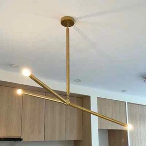 Handmade Brass Ceiling 3 Arms Light Sputnik Pendant Chandelier Light Fixture - Picture 1 of 5