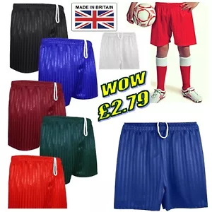 PE Shorts Boys Girls Childrens Shadow Stripe School Sports Football Ages 2-13 - Picture 1 of 16
