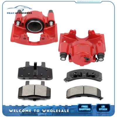 For 1988-1999 Chevrolet K1500 C1500 Front Brake Calipers and Ceramic Pads L+R - Image 1 of 4