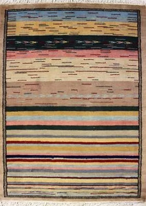 Alfombra de área multicolor Rugstc 3x5 Gabbeh, genuina anudada a mano, pila de lana - Imagen 1 de 5