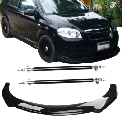 Glossy Black Front Bumper Chin Lip Spoiler Body Kit For Chevrolet Aveo Polyure - Image 1 of 4