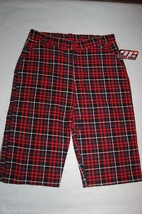 Boys BERMUDA SHORTS Four Pocket RED BLACK PLAID Size 16 - Picture 1 of 2