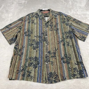 Tori Richard Hawaiian Shirt Men 2X Multicolor Floral Stripe Silk Cotton Tropical - Picture 1 of 16