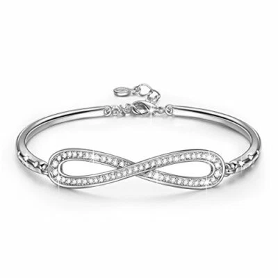 Sparkling Round Simulated Sapphire Beautiful Infinity Shape Women's Bracelets - Image 1 of 3