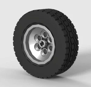 LEGO Rueda de Plata Metálica + Neumático (técnico, coche, bicicleta, suavizado, hilo, camión) - Imagen 1 de 1