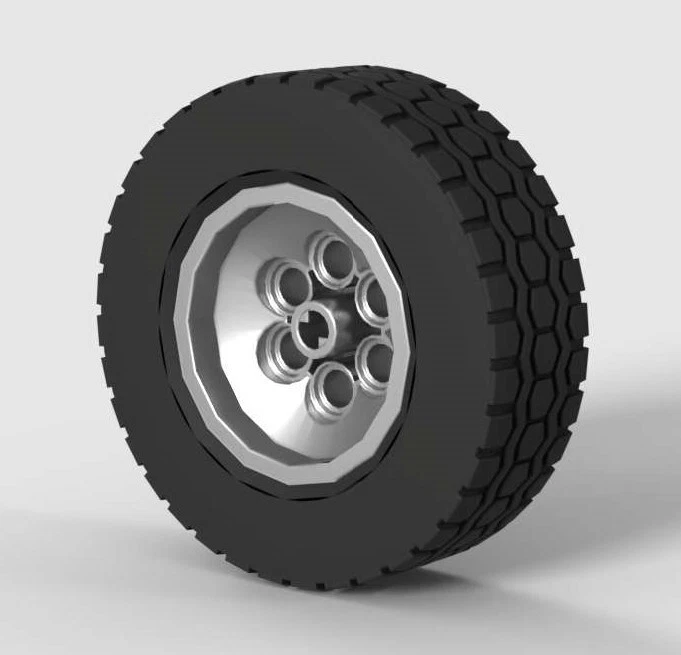 LEGO Metallic Silver Wheel + Neumático (técnico, coche, bicicleta, buje suave, rosca, camión) Foto 1 de 1