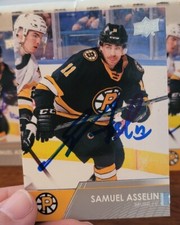 Autographed 21-22 Upper Deck AHL Samuel Asselin Signed Providence Bruins RC Auto