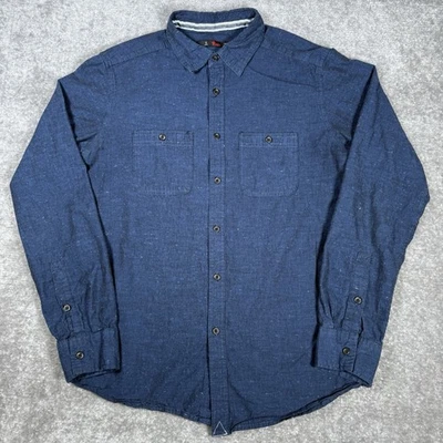 Camisa estoica para hombre pequeña azul marino moteada manga larga abotonada Foto 1 de 4