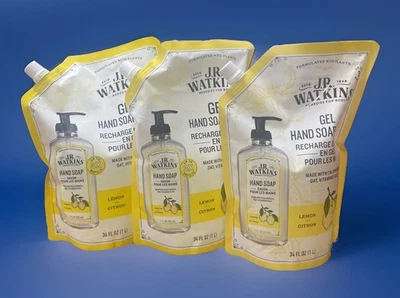 Refil de sabonete em gel para as mãos J.R. Watkins 34 fl oz cada aroma de limão lote de 3 - Imagem 1 de 3