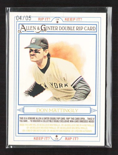 2013 Topps Allen & Ginter Jeter/Mattingly Double Rip Card /5 Unripped ...