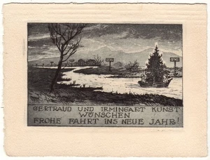 ADOLF KUNST: Neujahrsgraphik P. F. 1927 für Gertraud und Irmingart Kunst - Picture 1 of 1