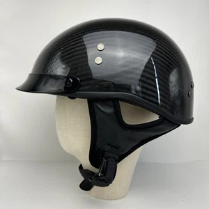 NEW Half Motorcycle Helmet Carbon Fiber Size XL Black DOT Approves - Bild 1 von 13