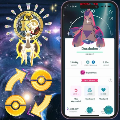 Pokémon PTC—TRADE GO — Shiny Dynamax Duraludon — 80k | 20k or 1 Mil — Digital♻️