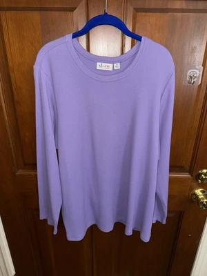 Denim & Co. para mujer Camisa grande lisa talla grande 2X violeta punto gofre Foto 1 de 4