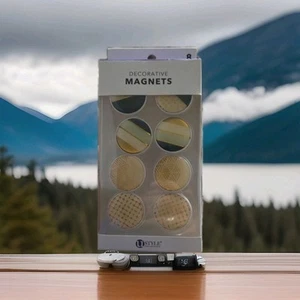 8 CT - U Style Collections Decorative Magnets - RetroColorsGold White Border - Picture 1 of 1