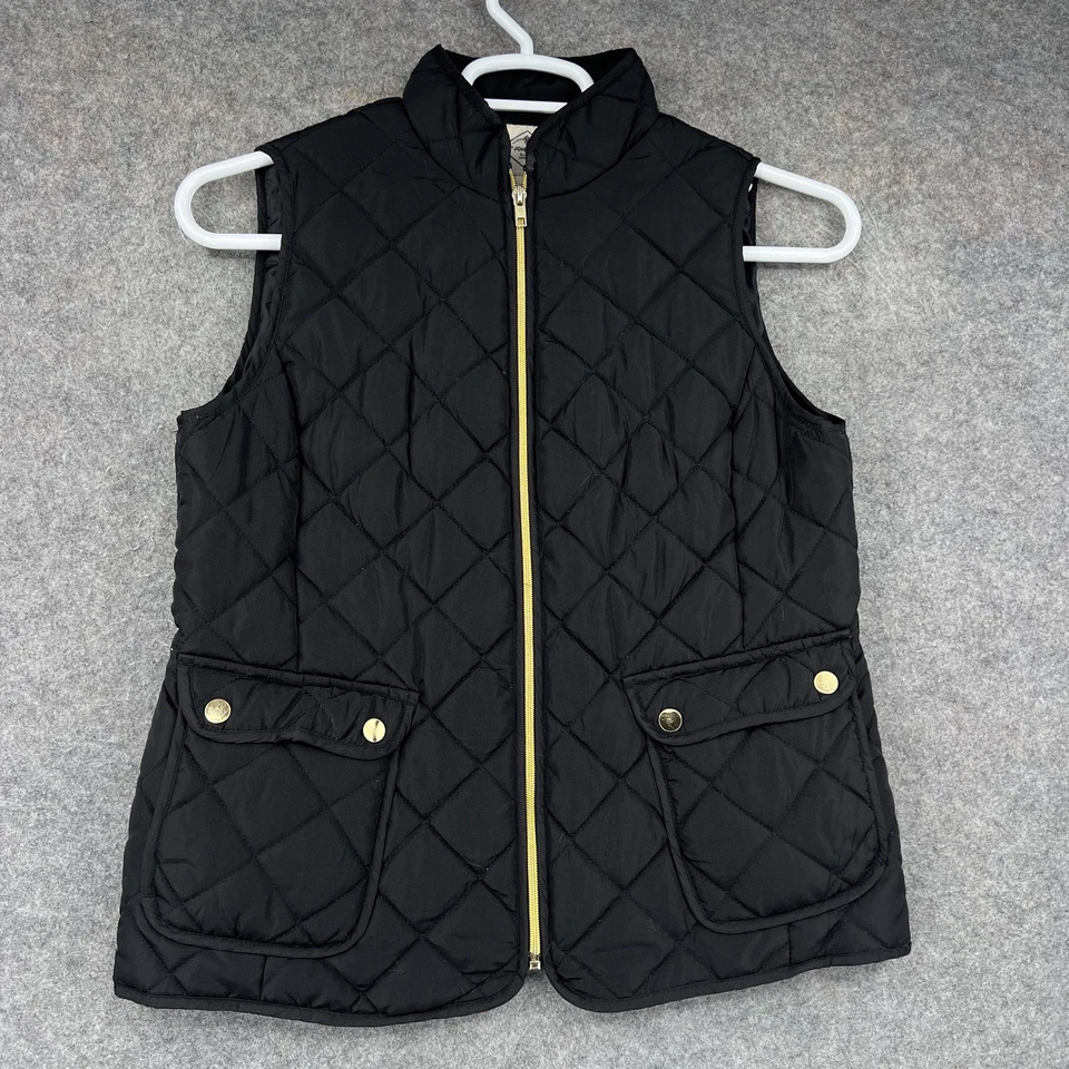 Chaleco St Johns Bay para mujer mediano negro acolchado acolchado acolchado bolsillos con cremallera ropa exterior Foto 1 de 4