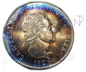 Savoia-Sardegna (Carlo Felice) da 5 Lire 1827 Genova - Imagen 1 de 11