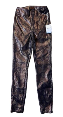 NUEVO CON ETIQUETAS MADRE Pantalones Mujer 27 Marrón The Looker Serpiente Textura Cintura Alta-Delinchos Foto 1 de 4