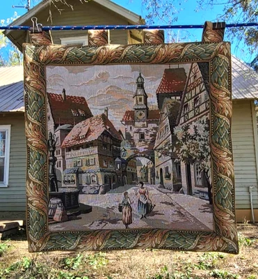 Tapiz Vintage Hecho en Alemania Etiqueta 24" x 22" Colgante de Pared Foto 1 de 4