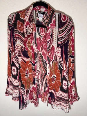 Blusa Floral Arrugada Libra by Design - Talla Mediana - Hecha en Canadá Foto 1 de 4