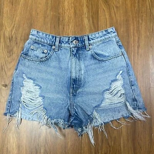 Zara High Rise Blue Distressed Denim hellblau Gr. 4 - Bild 1 von 8