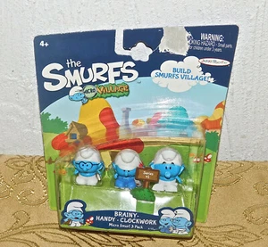 The Smurfs Micro Village Brainy Handy and Clockwork New sealed Package of 3 Toy - Picture 1 of 2