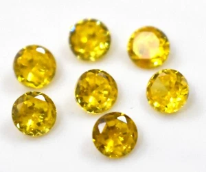 AAA++ Zirconi Cubici Colore Giallo Zirconi 6mm Tondo Sfaccettato Pietre Preziose Sciolte 10,20 Crt - Foto 1 di 4