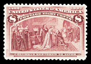 Scott 236 1893 8c Magenta Columbian Issue Mint XF OG NH Perf Thin Cat $140 - Picture 1 of 1