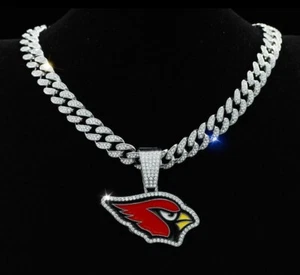 Arizona Cardinals GEM NECKLACE Gold/Silver Bling Hip Hop Pendant & 24'' Chain - Picture 1 of 14
