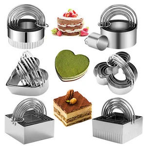 5PCS Stainless Steel Cutter Dough Baking Mould Cake Cookie Round Biscuit - Picture 1 of 16