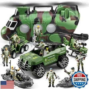 56-in-1 Army Men Large Sets for Boys 4-7 6-8 8-12, Military Helicopter/Milita - Picture 1 of 5