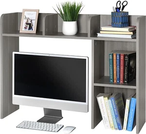 Schreibtisch Bücherregal Schreibtisch Aufbewahrung Organizer Display Regal Gestell Schlafsaal Büro GRAU - Bild 1 von 5