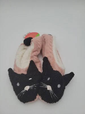 Zapatillas Gato Tono Talla Mediana Zapato 7-8 Negro y Rosa Antideslizante Forro Difuso P1 Foto 1 de 4