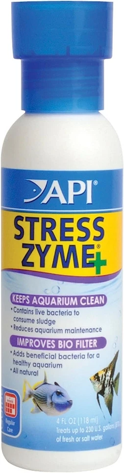 API  AQUARIUM STRESS ZYME PLUS  4 OZ   Bacteria Sludge Remover Clean - Image 1 of 1