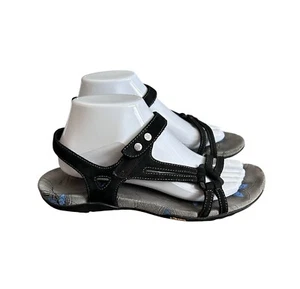 Abeo Women's Sandals Bio System Black Leather Vibram Fantine Size 9 M Sport - Picture 1 of 11