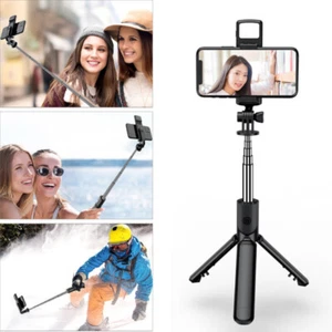 Télécommande Bluetooth 360° Selfie Stick Trépied Téléphone Support de Bureau avec Lumière de Remplissage - Photo 1 sur 12