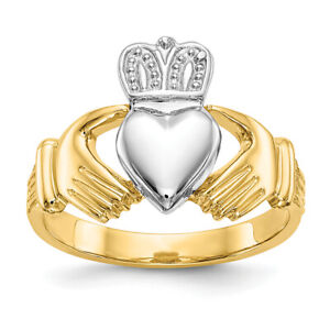 14K Mens Two Tone Gold Claddagh Ring