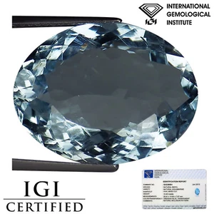 15.45 Ct IGI Certified Natural Beryl Gemstone Greenish Blue Color Oval Cut - Picture 1 of 2