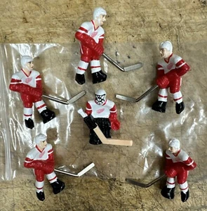 6 Vintage STIGA RED WINGS TEAM TABLE HOCKEY PLAYERS 5 players 1 goalie NHL - Picture 1 of 17