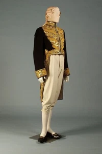 Men French Diplomatic Court Uniform Gold Embroidery Tailcoat & Trousers Cosplay - Picture 1 of 6