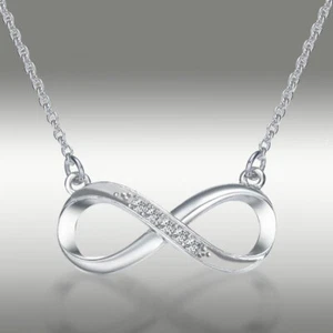.15Ct Moissanite Infinity Necklace 14K Solid White Gold 16+2" GRA Certified Gift - Picture 1 of 2