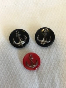 3 botones de vidrio vintage diseño ancla - Imagen 1 de 2