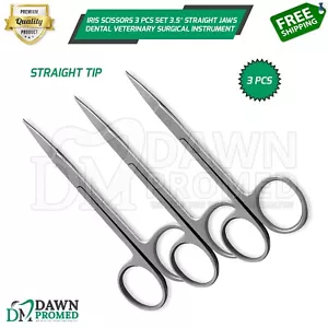Iris Scissors 3 Pcs Set 3.5” Straight Jaws Dental Surgical Instrument German Gr - Picture 1 of 8