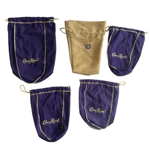 Mixed Lot of 5 Crown Royal Bags-Large/Small Tan & Purple - Picture 1 of 2
