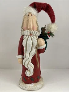 FIGURA RÚSTICA Barba Larga del Viejo Mundo SANTA con Bolsa de Terciopelo 15"" de Alto Navidad - Imagen 1 de 12