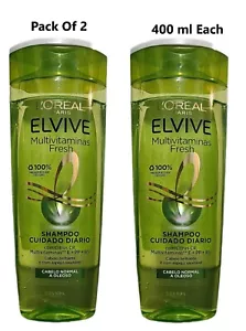 2x Loreal Elvive Multivitaminas Fresh Shampoo 400ml Each - Picture 1 of 3